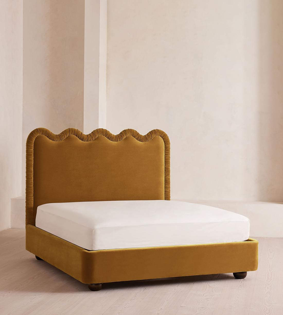Tristan Bed - King - Velvet - Mustard - Listing - Image 1