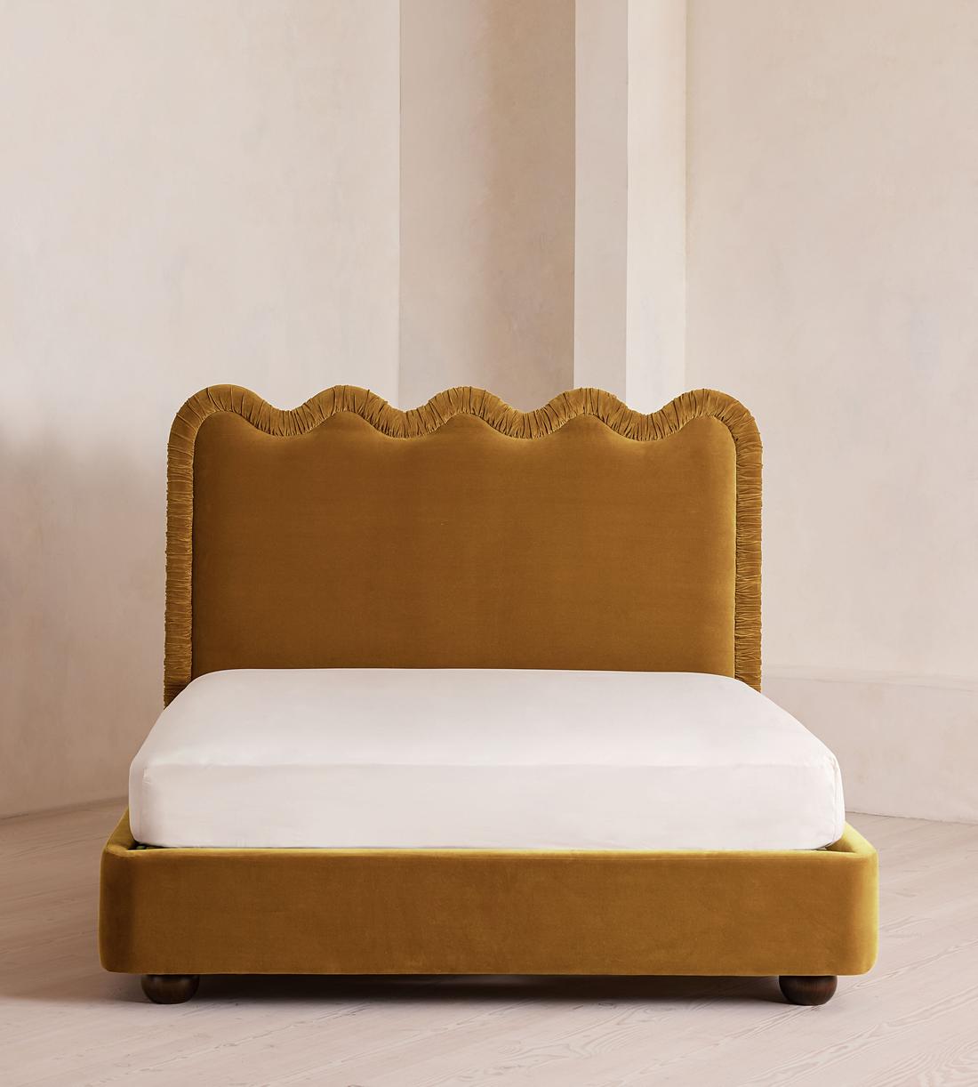 Tristan Bed - Queen - Velvet - Mustard - US - Listing - Image 2