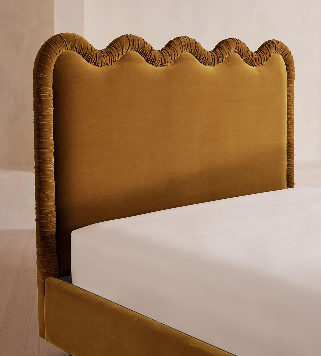 Tristan Bed - Queen - Velvet - Mustard - US - Images - Image 4