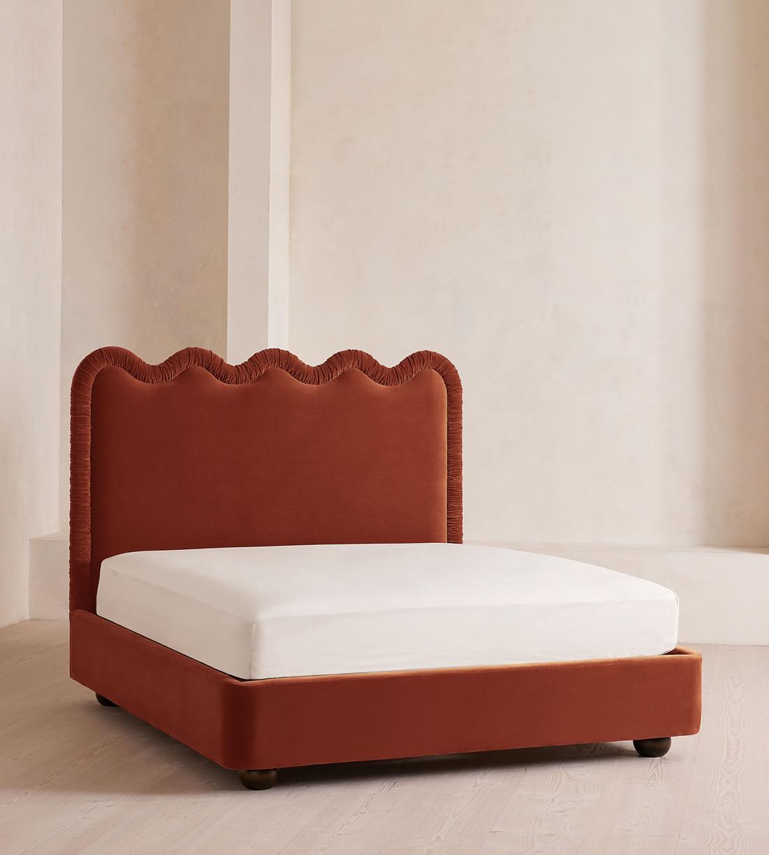 Tristan Bed - Queen - Velvet - Rust - US - Listing - Image 1