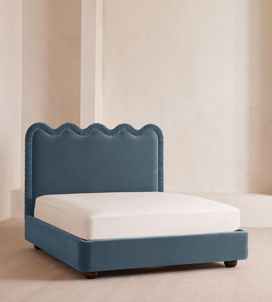 Tristan Bed - King - Velvet - Grey Blue - US - Listing - Image 1