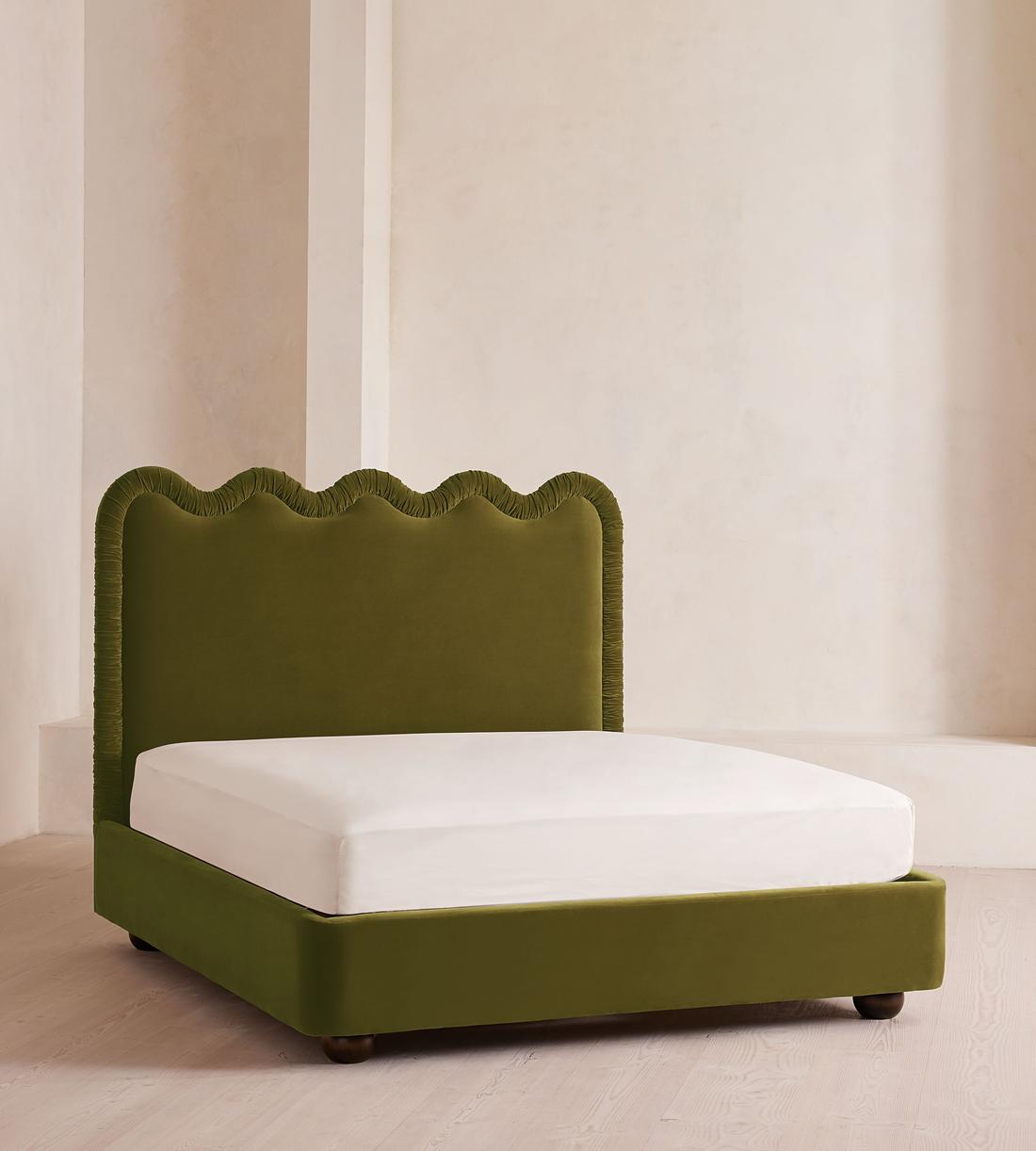 Tristan Bed - King - Velvet - Olive - Listing - Image 1