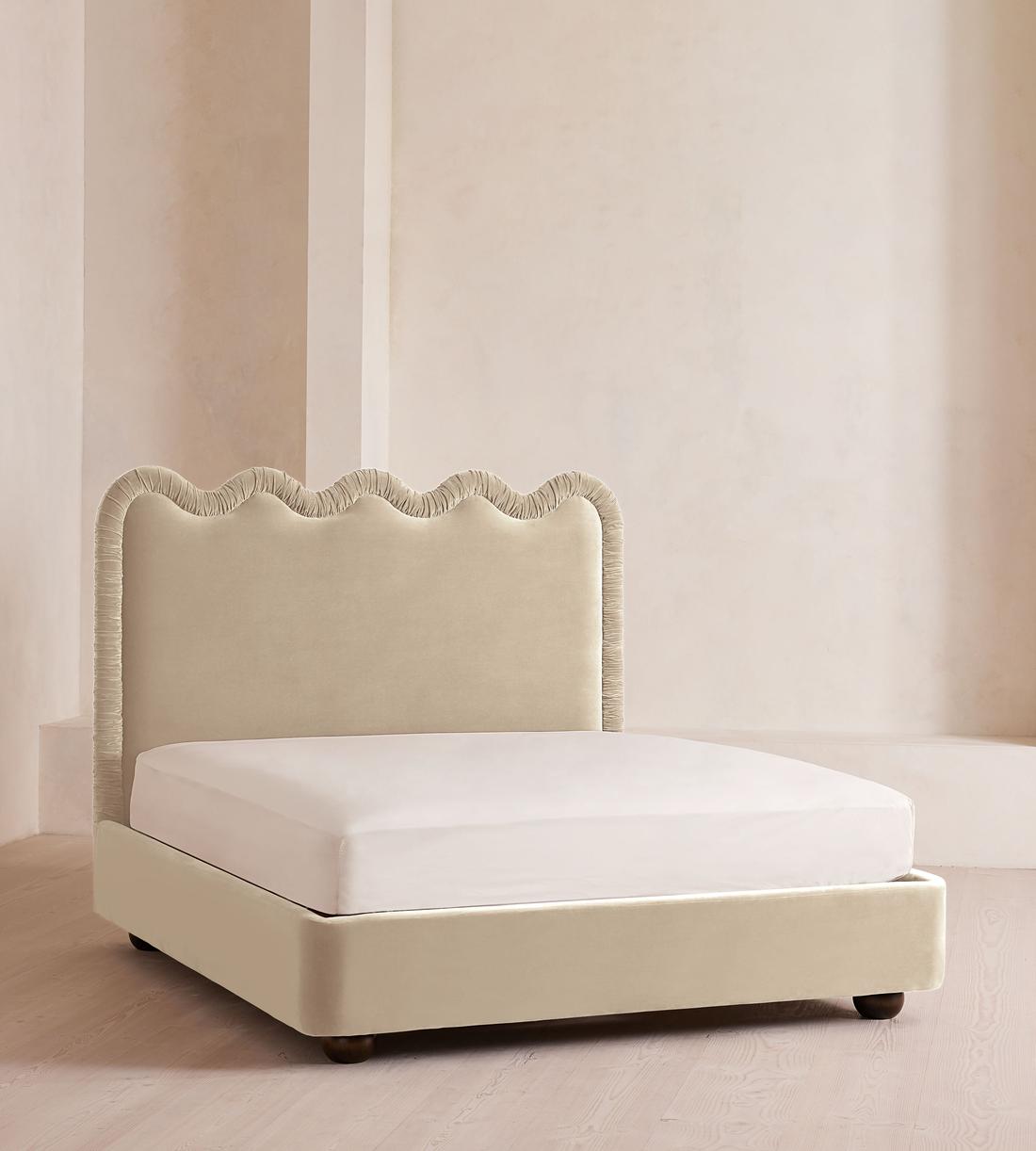 Tristan Bed - King - Velvet - Oyster - US - Listing - Image 1