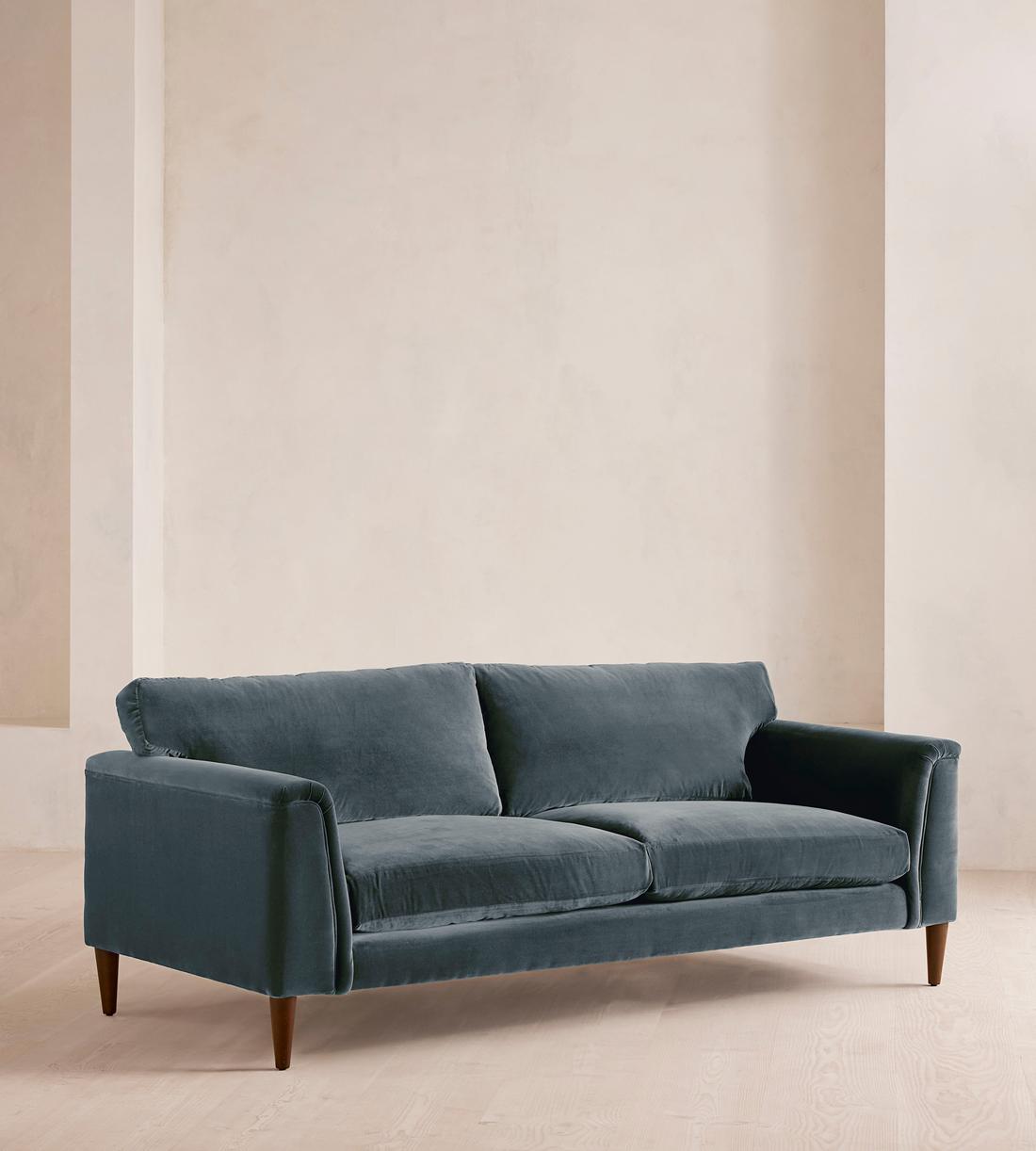 Reya Three Seater Sofa - Velvet - Grey Blue - Listing - Image 2