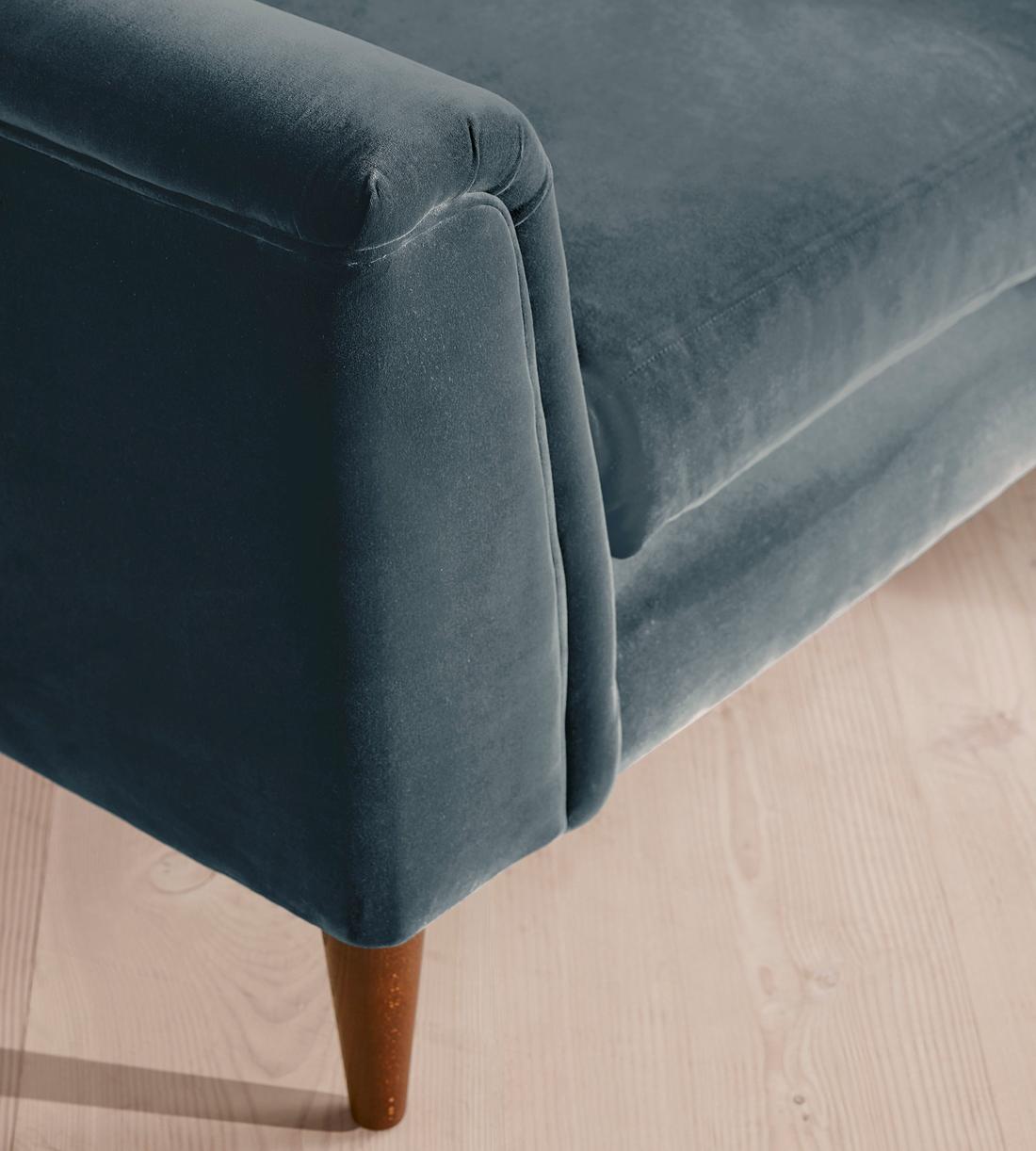 Reya Three Seater Sofa - Velvet - Grey Blue - US - Images - Image 6