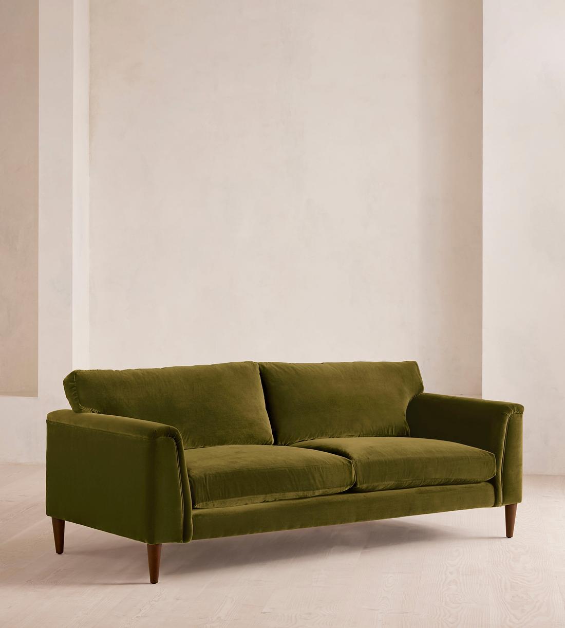 Reya Three Seater Sofa - Velvet - Olive - US - Listing - Image 2