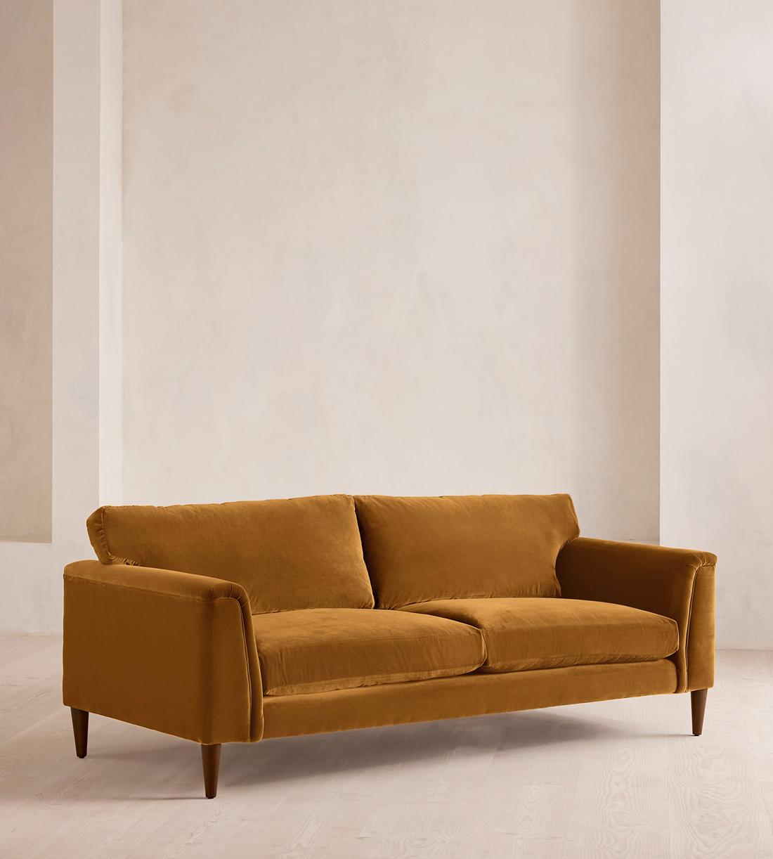 Reya Three Seater Sofa - Velvet - Mustard - Listing - Image 2