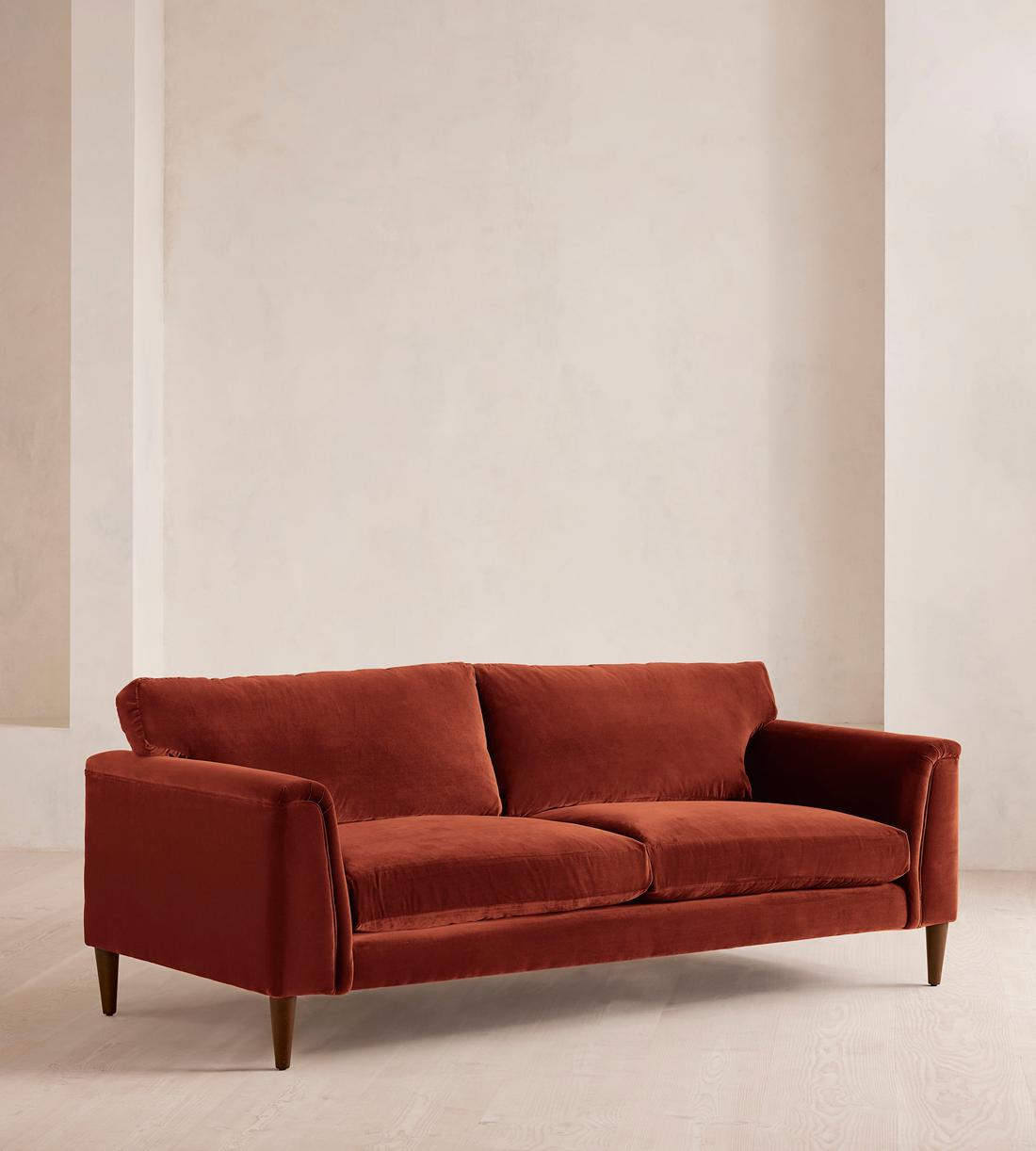 Reya Three Seater Sofa - Velvet - Rust - Listing - Image 2