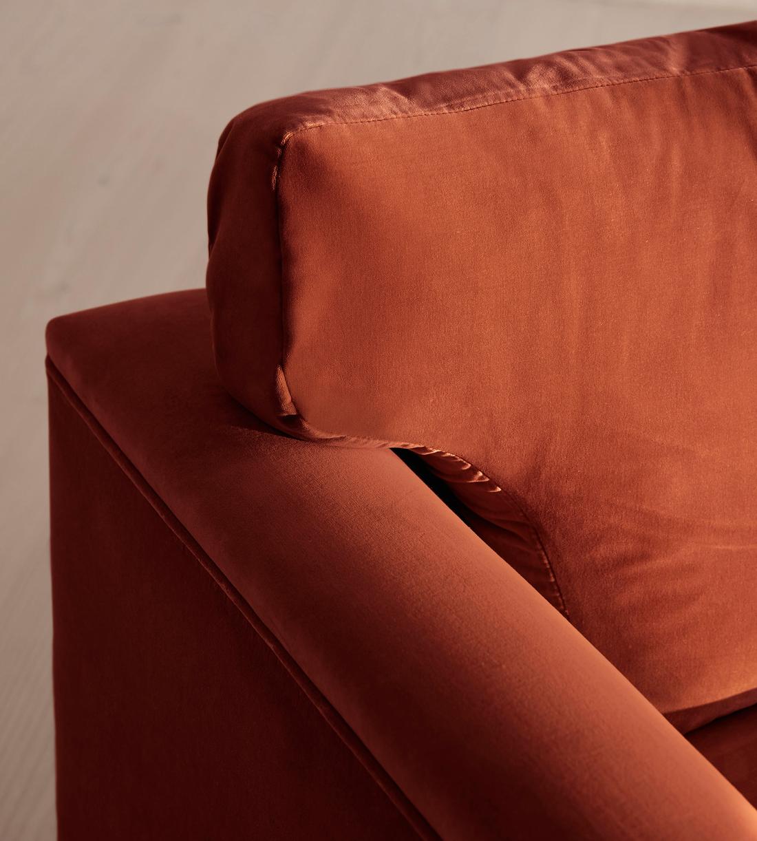 Reya Three Seater Sofa - Velvet - Rust - Images - Image 5