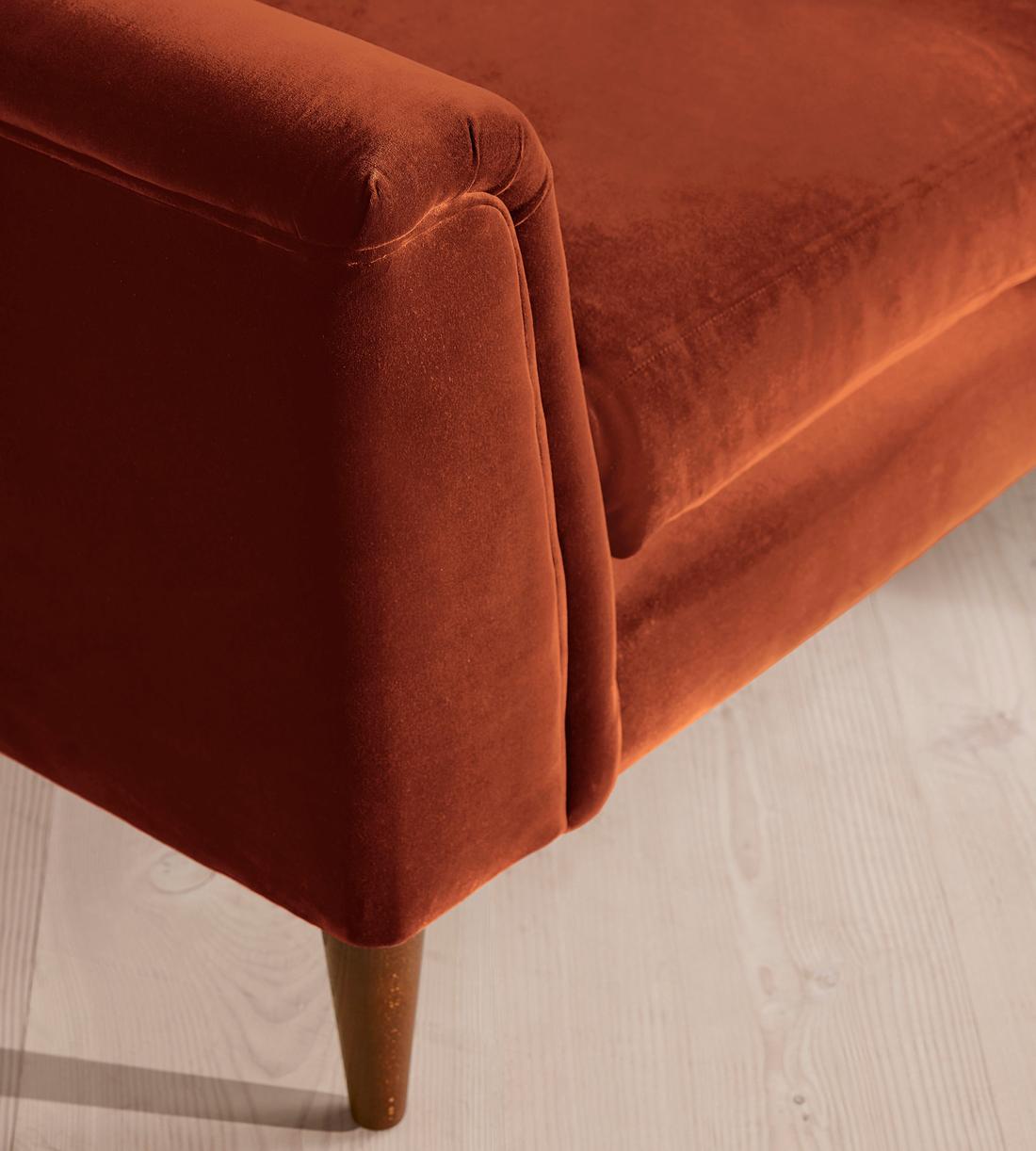 Reya Three Seater Sofa - Velvet - Rust - Images - Image 6