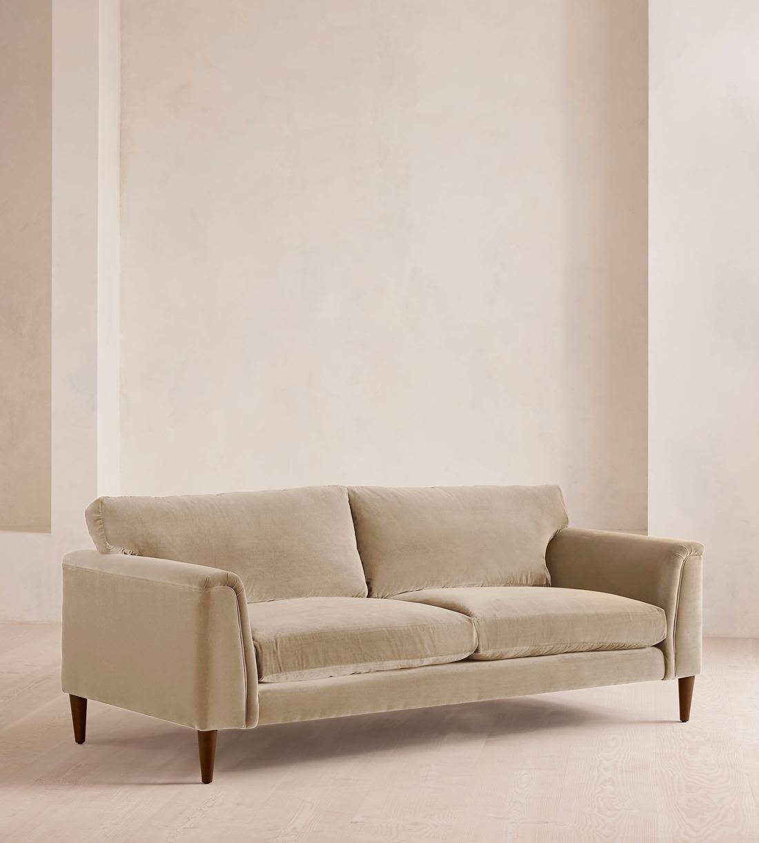 Reya Three Seater Sofa - Velvet - Oyster - UK - Listing - Image 2