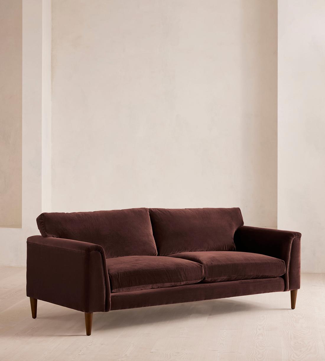 Reya Three Seater Sofa - Velvet - Aubergine - UK - Listing - Image 2