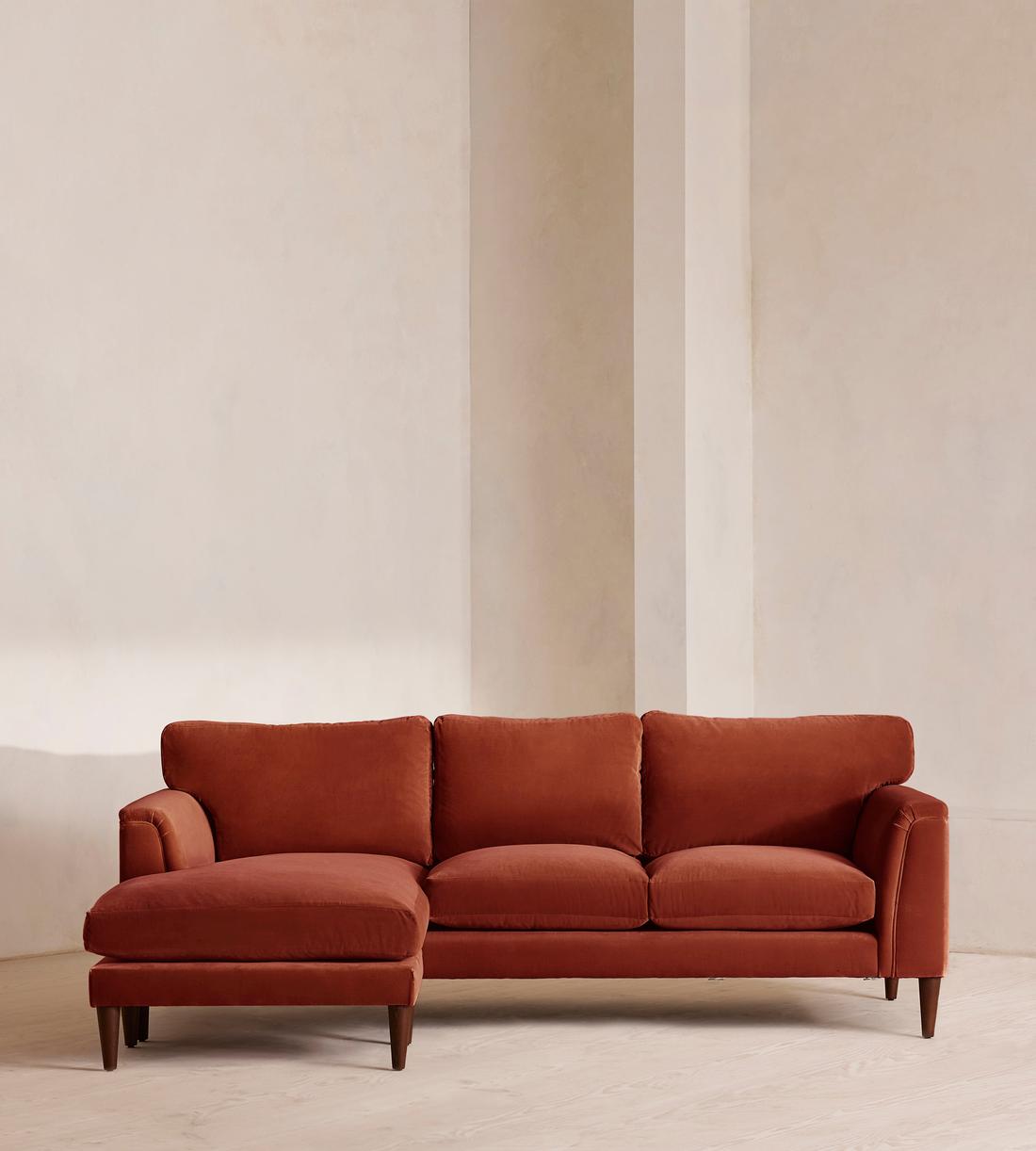 Reya Chaise-end Sofa - Velvet - Rust - Listing - Image 1