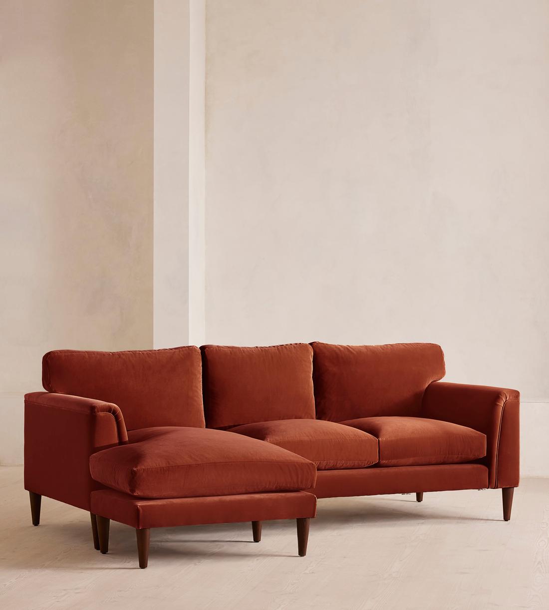 Reya Chaise-end Sofa - Velvet - Rust - Listing - Image 2