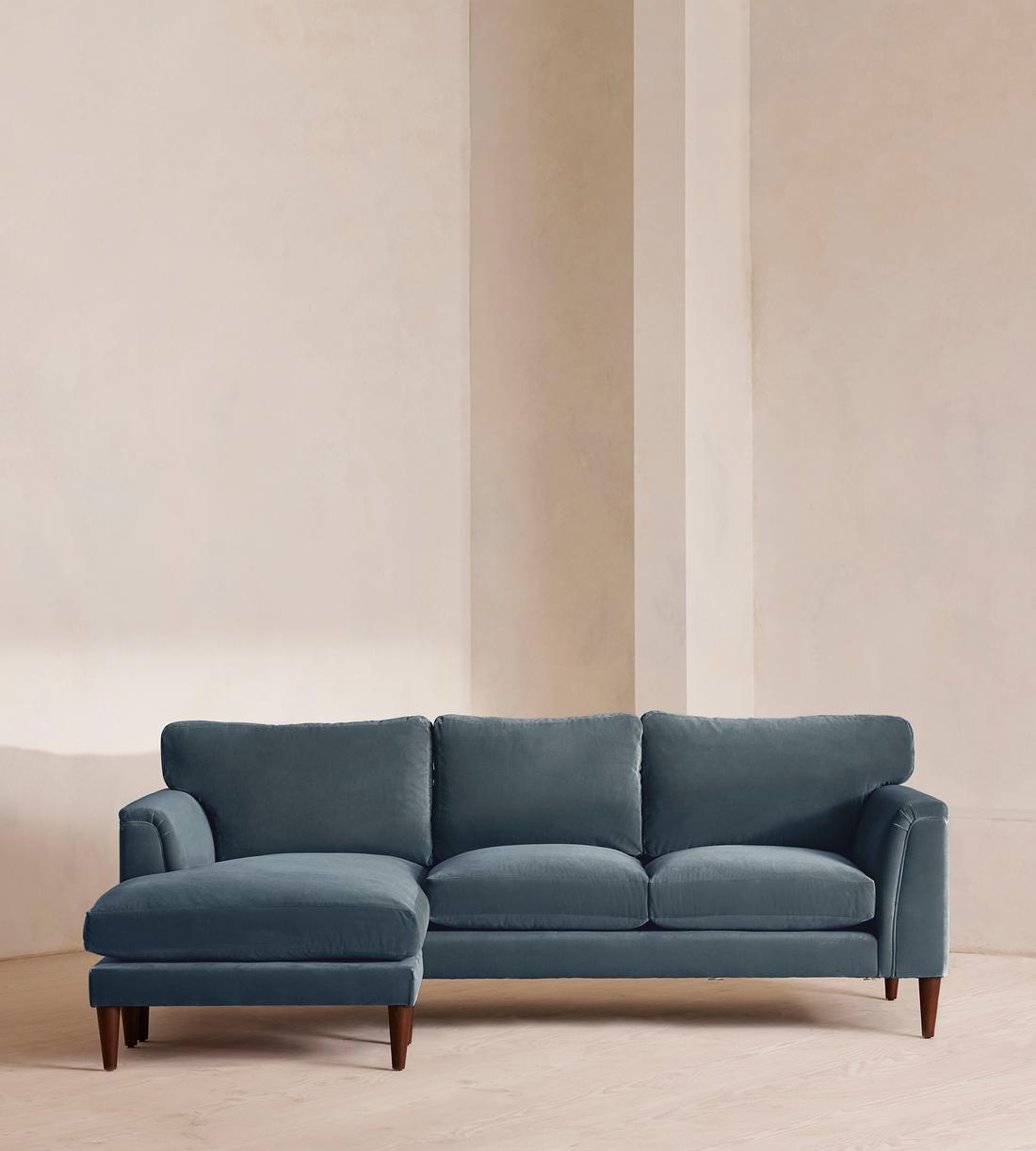 Reya Chaise-end Sofa - Velvet - Grey Blue - Listing - Image 1