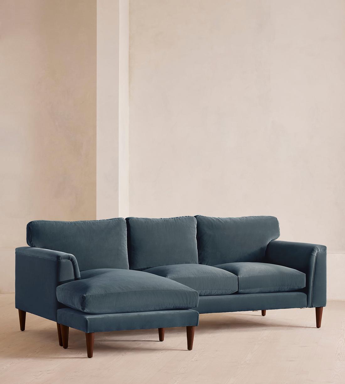 Reya Chaise-end Sofa - Velvet - Grey Blue - Listing - Image 2