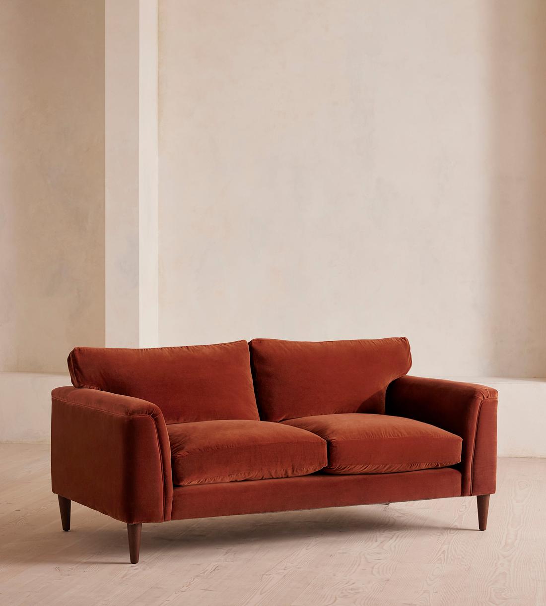 Reya Two Seater Sofa - Velvet - Rust - US - Listing - Image 2