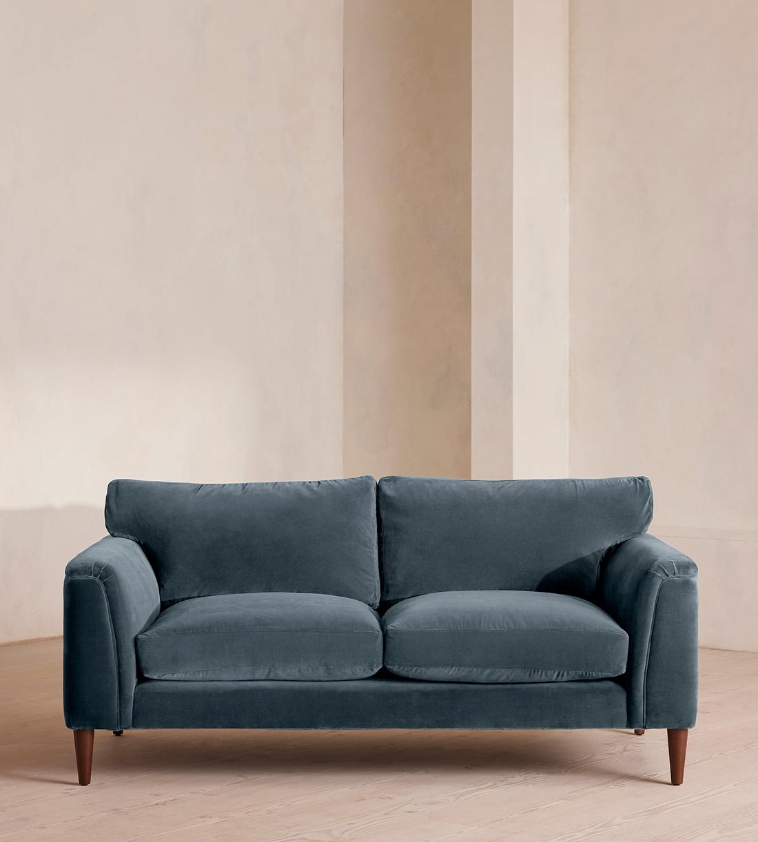 Reya Two Seater Sofa - Velvet - Grey Blue - US - Listing - Image 1