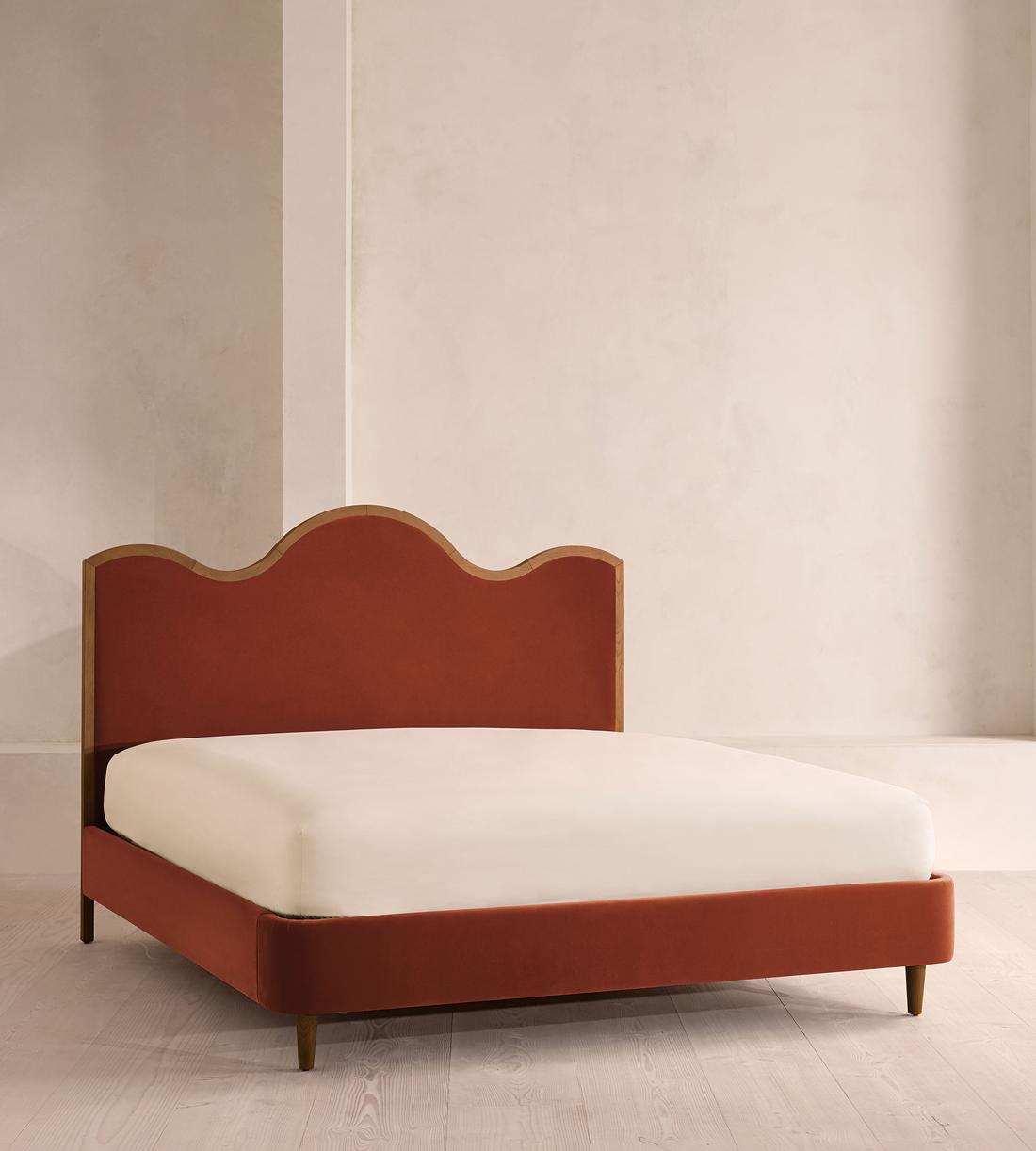 Aubrey Bed - Queen - Velvet - Rust - US - Listing - Image 1