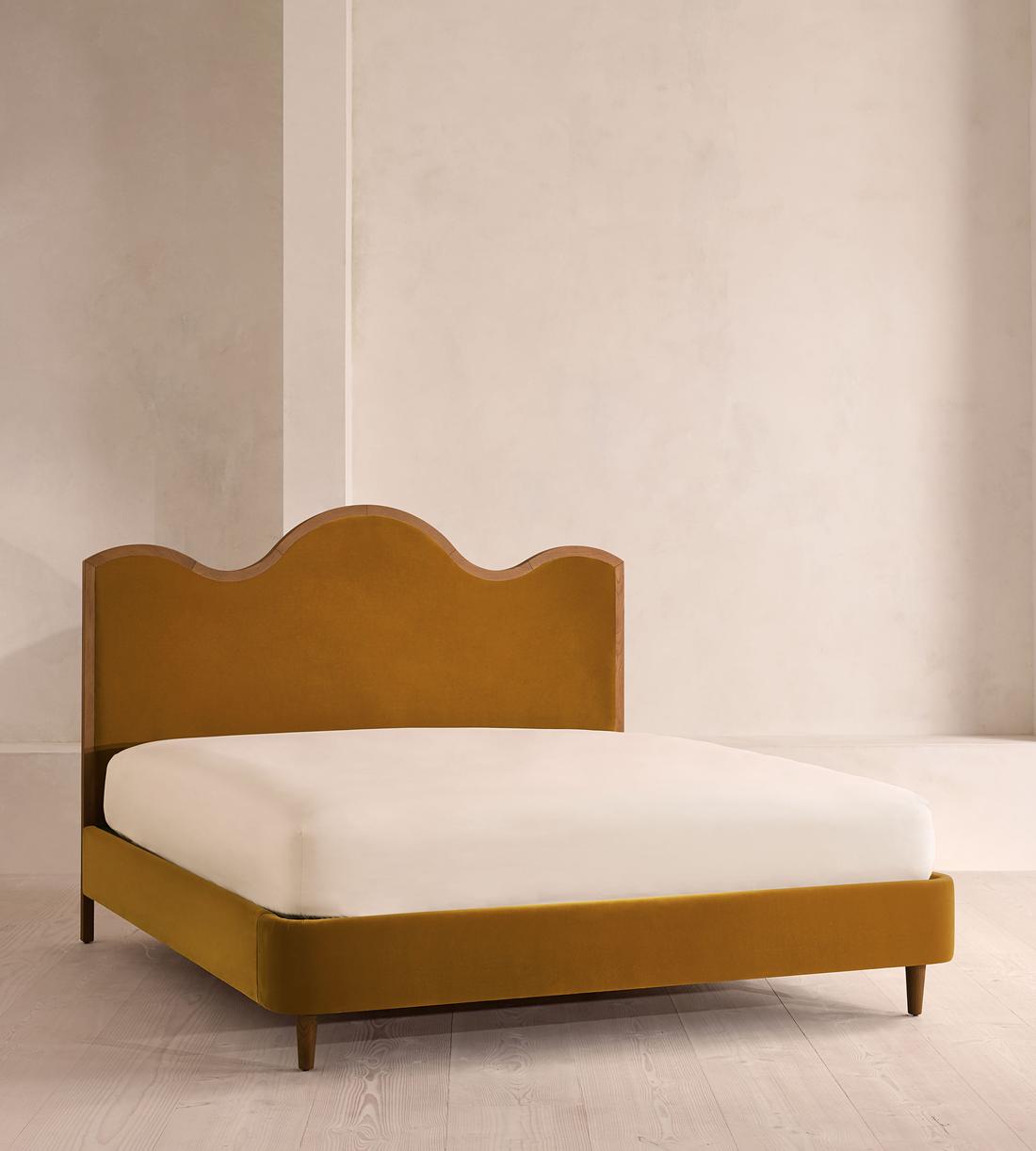 Aubrey Bed - Queen - Velvet - Mustard - US - Listing - Image 1
