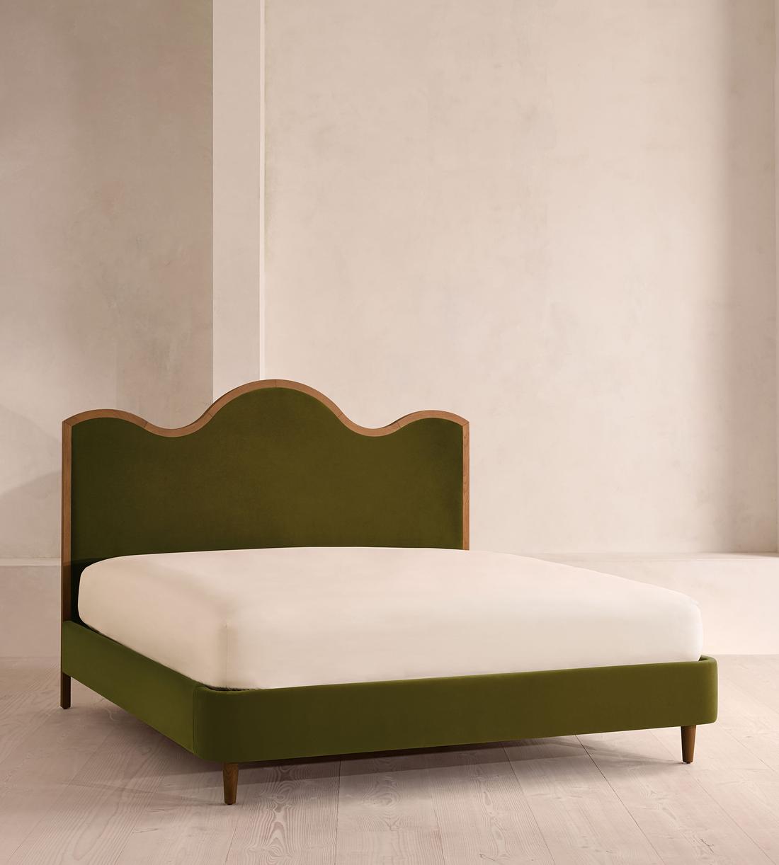 Aubrey Bed - Queen - Velvet - Olive - US - Listing - Image 1