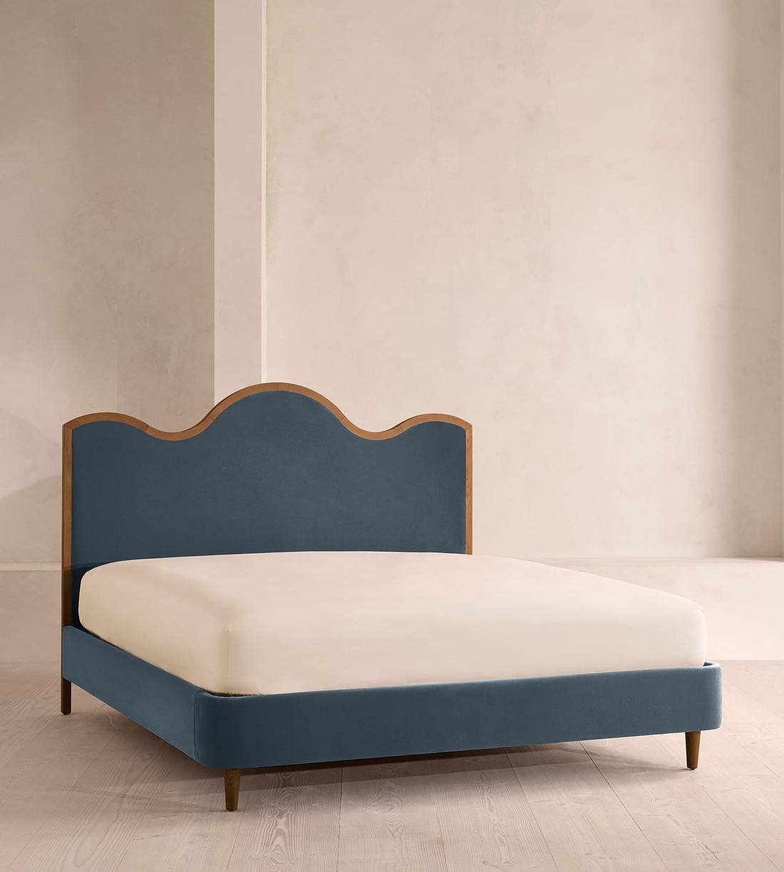 Aubrey Bed - Queen - Velvet - Grey Blue - US - Listing - Image 1