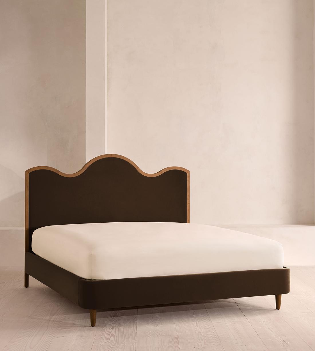 Aubrey Bed - Queen - Velvet - Chocolate - US - Listing - Image 1