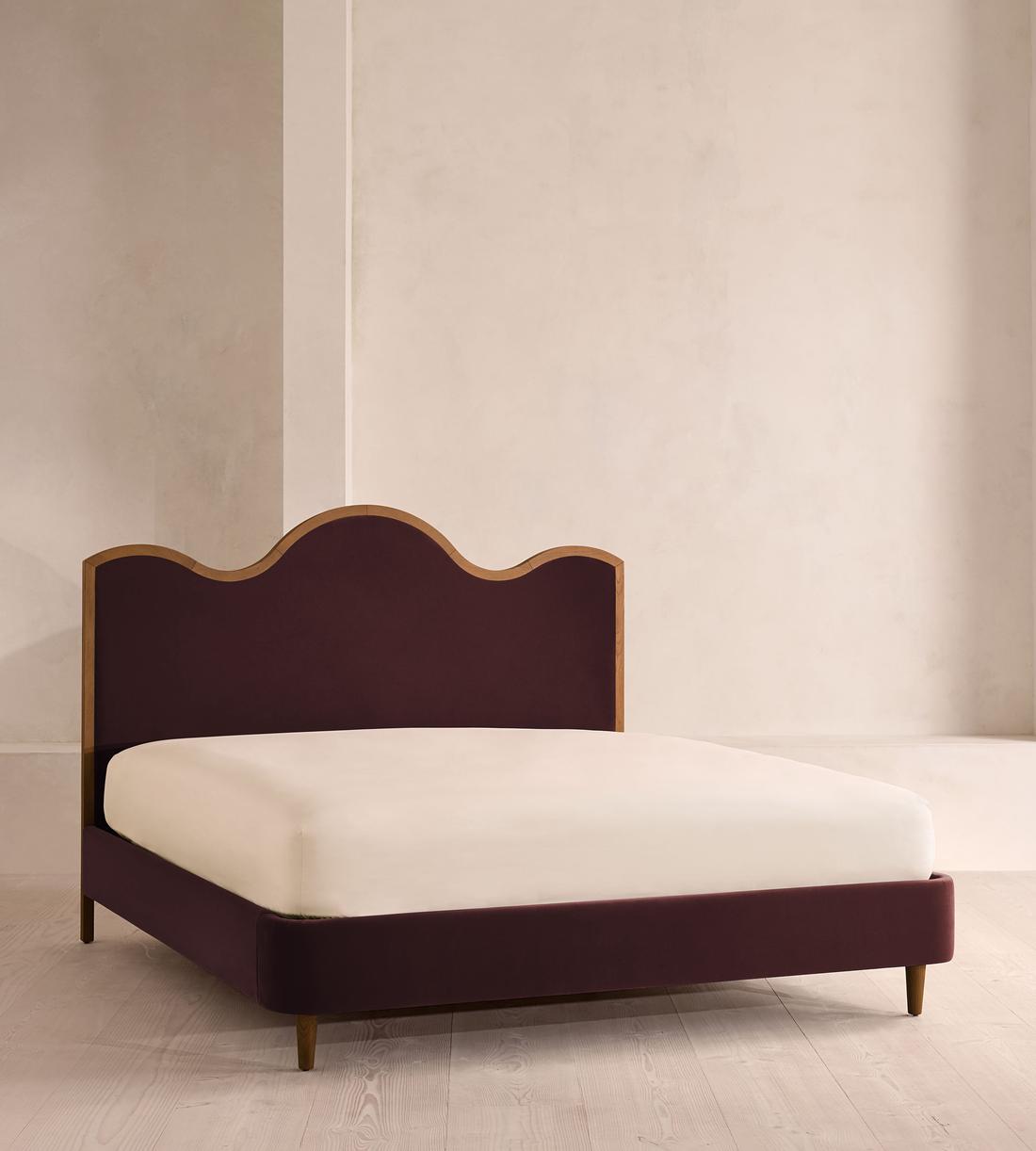 Aubrey Bed - King - Velvet - Aubergine - UK - Listing - Image 1