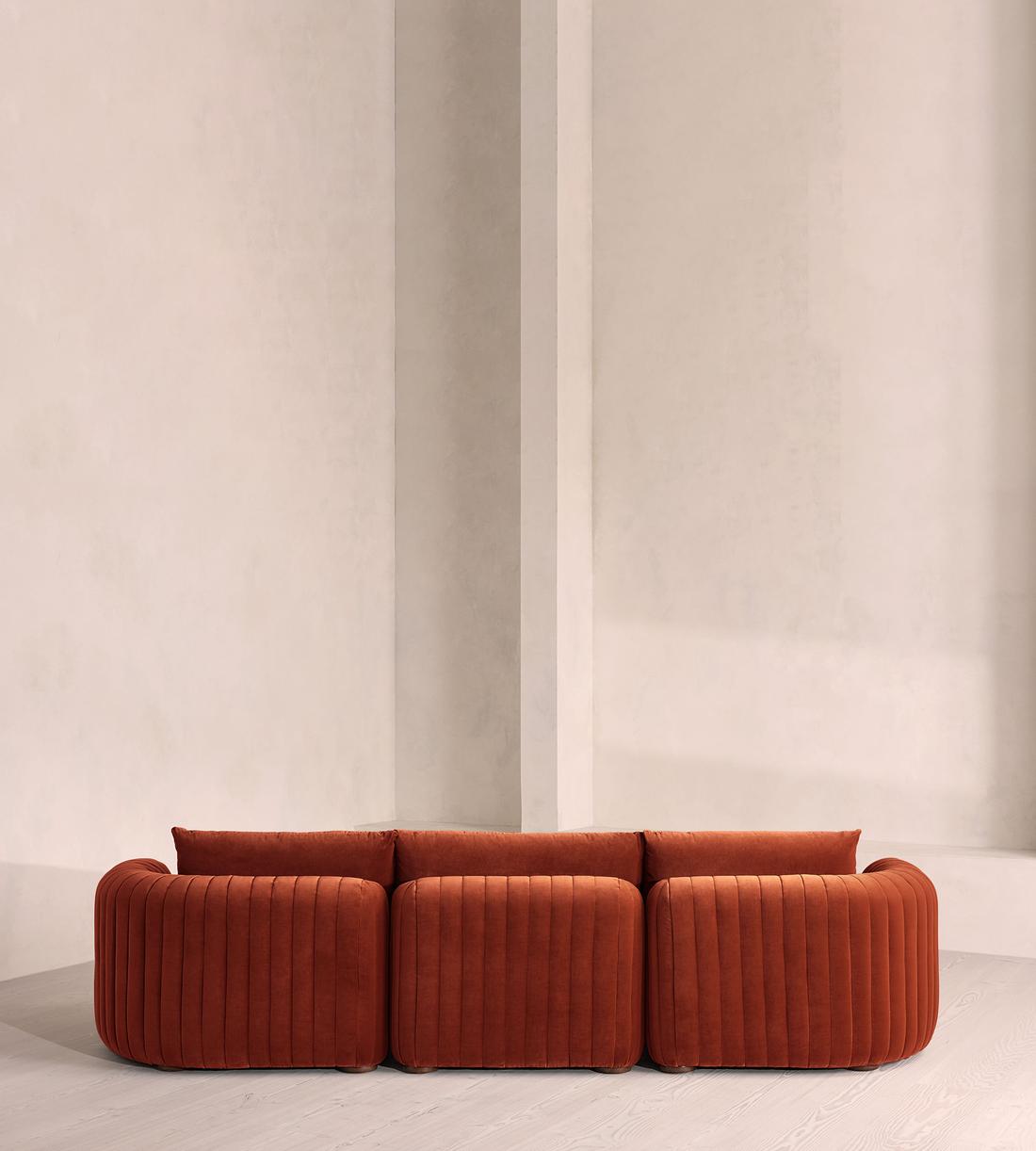 Vivienne Sectional Sofa - Four Seater - Velvet Rust - US - Images - Image 4