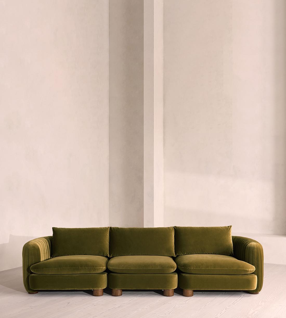 Vivienne Deeper Sit Modular Sofa - Four Seater - Velvet Olive UK - Listing - Image 1