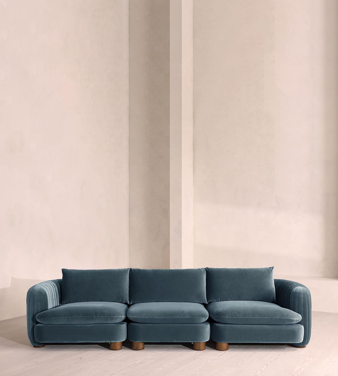 Vivienne Deeper Sit Modular Sofa - Four Seater - Velvet Grey Blue UK - Listing - Image 1