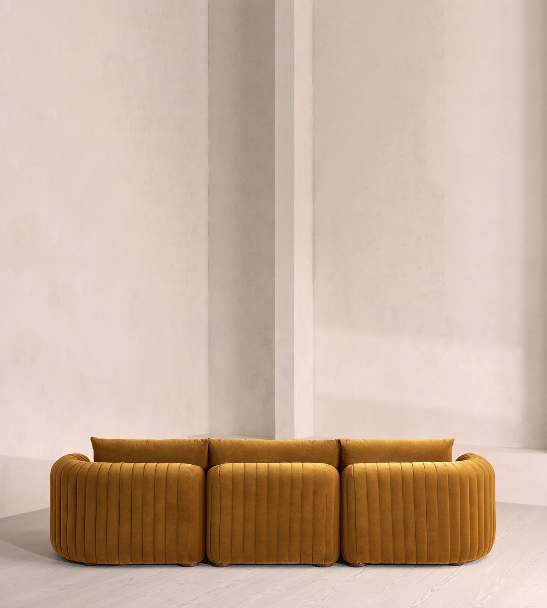Vivienne Deeper Sit Sectional Sofa - Four Seater - Velvet Mustard US - Images - Image 4