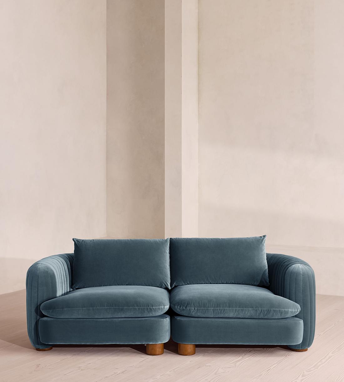 Vivienne Sectional Sofa - Three Seater - Velvet Grey Blue - US - Listing - Image 1