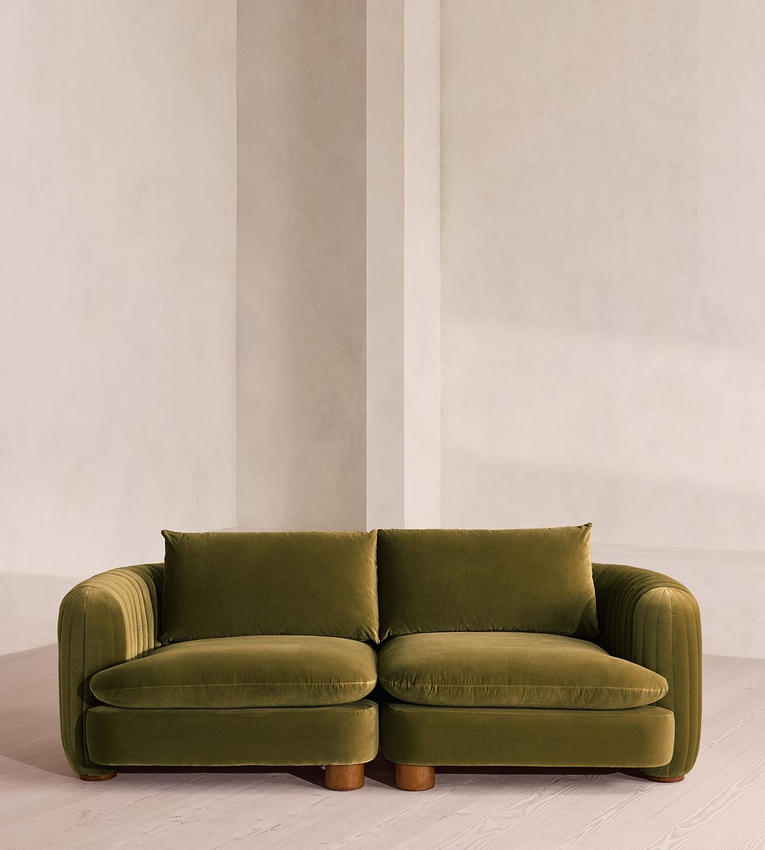Vivienne Sectional Sofa - Three Seater - Velvet Olive - US - Listing - Image 1