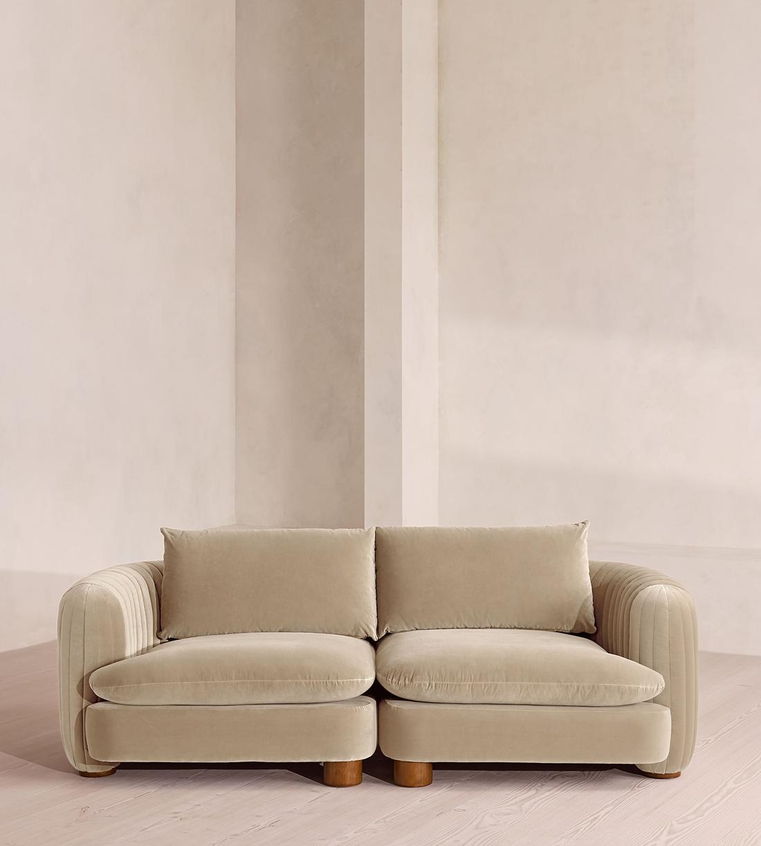 Vivienne Sectional Sofa - Three Seater - Velvet - Oyster - US - Listing - Image 1