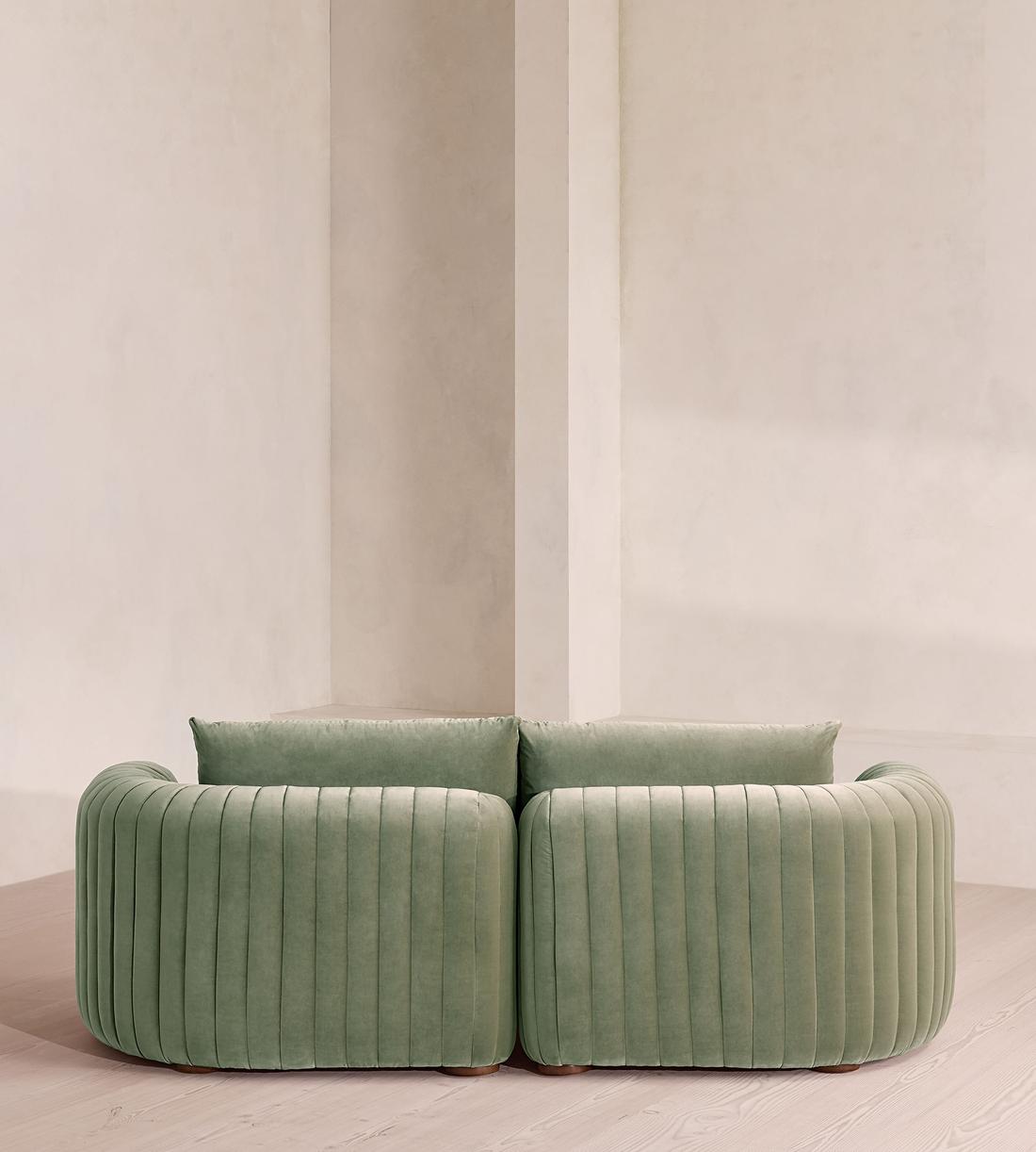 Vivienne Deeper Sit Sectional Sofa - Three Seater - Velvet - Seafoam - US - Images - Image 4