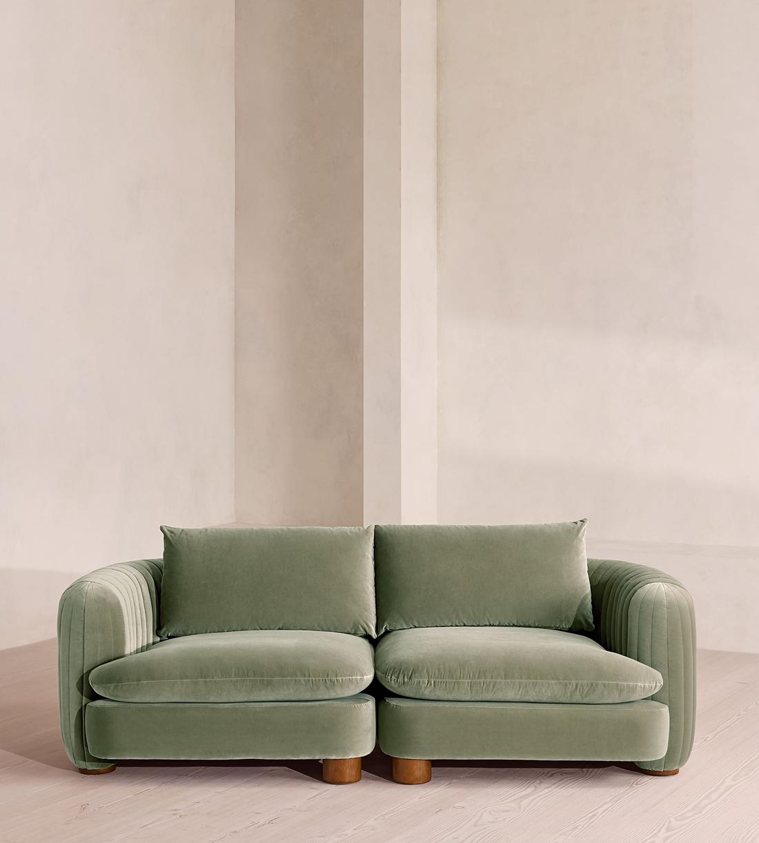 Vivienne Sectional Sofa - Three Seater - Velvet - Seafoam - US - Listing - Image 1