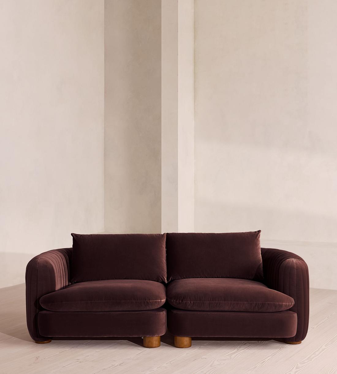 Vivienne Sectional Sofa - Three Seater - Velvet - Aubergine - US - Listing - Image 1