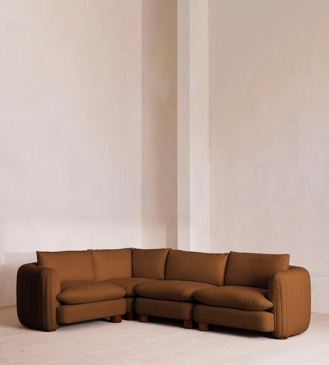 Vivienne Modular Sofa - L-Shape Sofa - Linen - Terracotta - UK - Listing - Image 1