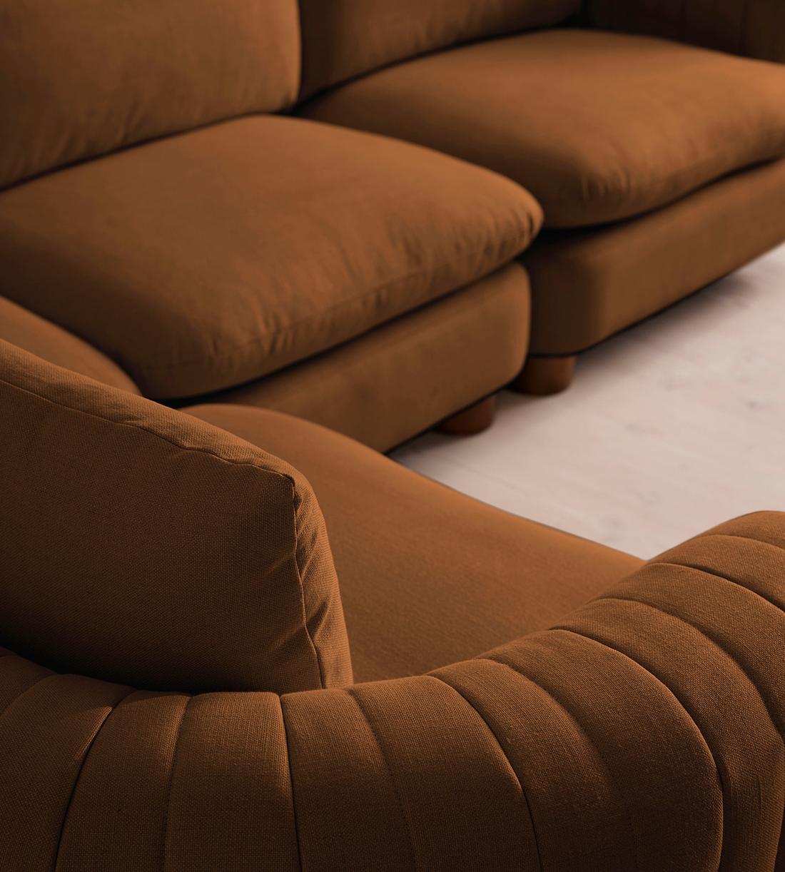 Vivienne Deeper Sit Modular Sofa - L-Shape Sofa - Linen - Terracotta - UK - Images - Image 4