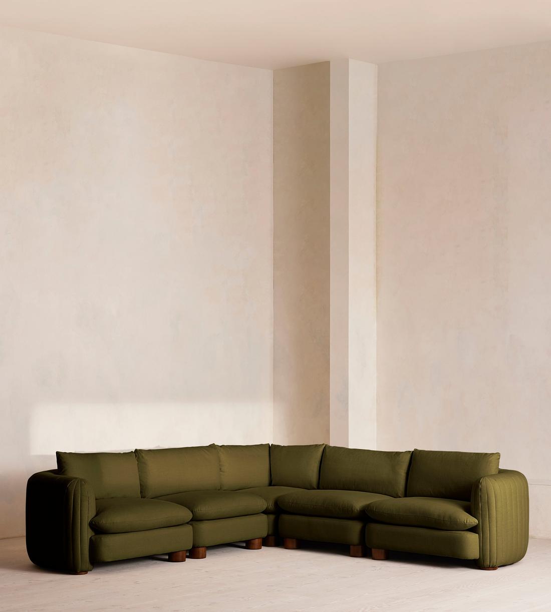 Vivienne Sectional Corner Sofa - Linen - Olive - US - Listing - Image 1