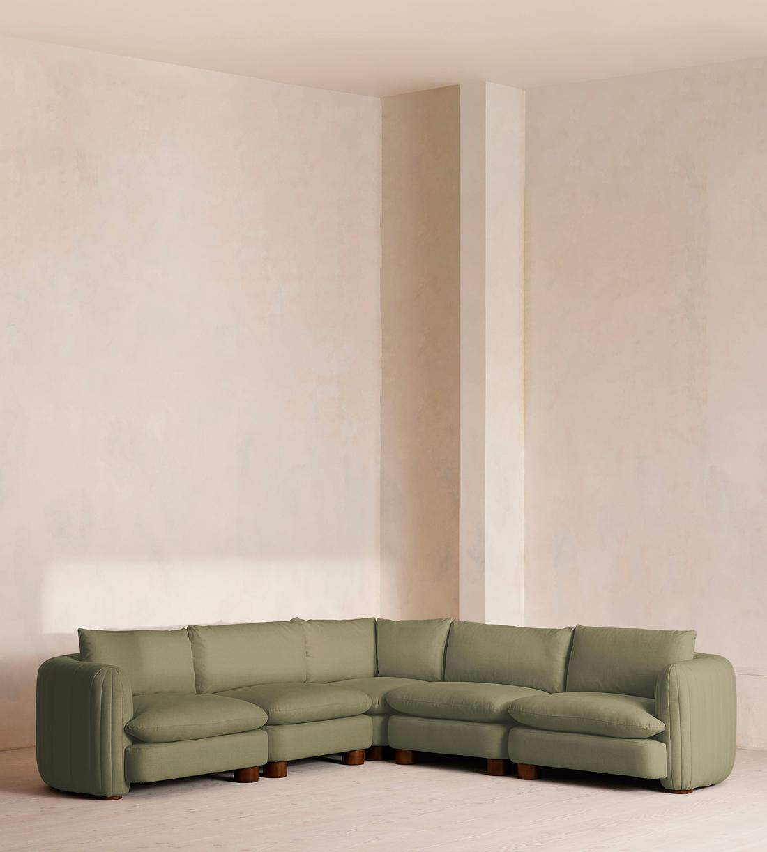 Vivienne Deeper Sit Modular Sofa - Corner Sofa - Linen - Sage - Listing - Image 1
