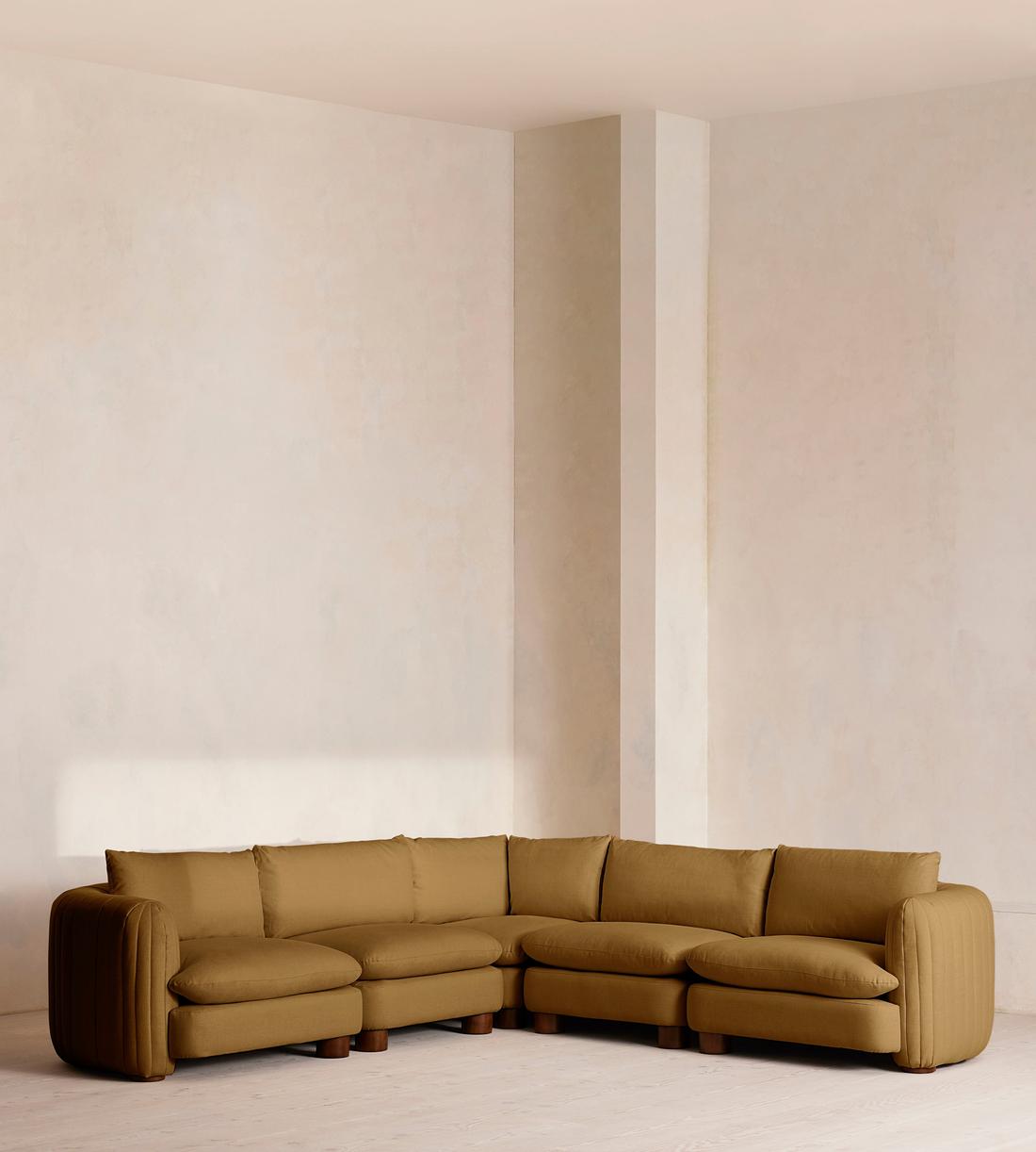 Vivienne Deeper Sit Modular Sofa - Corner Sofa - Linen - Ochre - Listing - Image 1