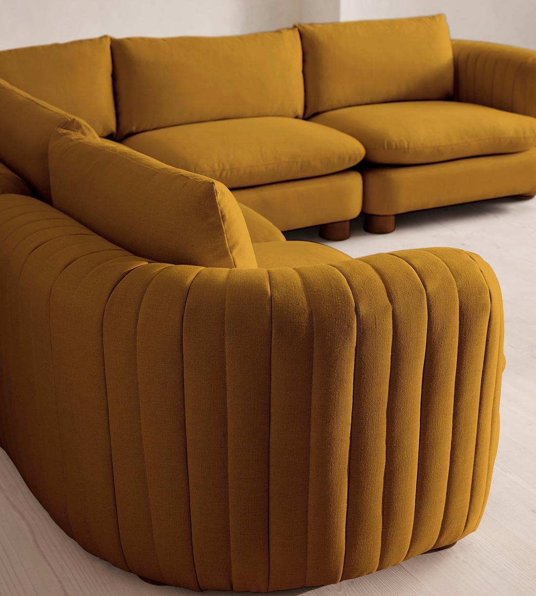 Vivienne Sectional Sofa - Corner Sofa - Linen - Turmeric - US - Images - Image 4