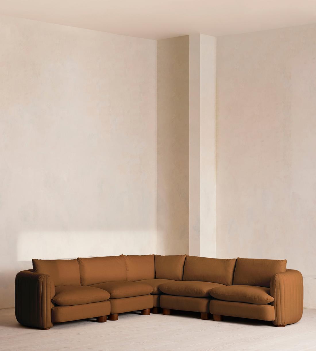 Vivienne Sectional Sofa - Corner Sofa - Linen - Terracotta - US - Listing - Image 1