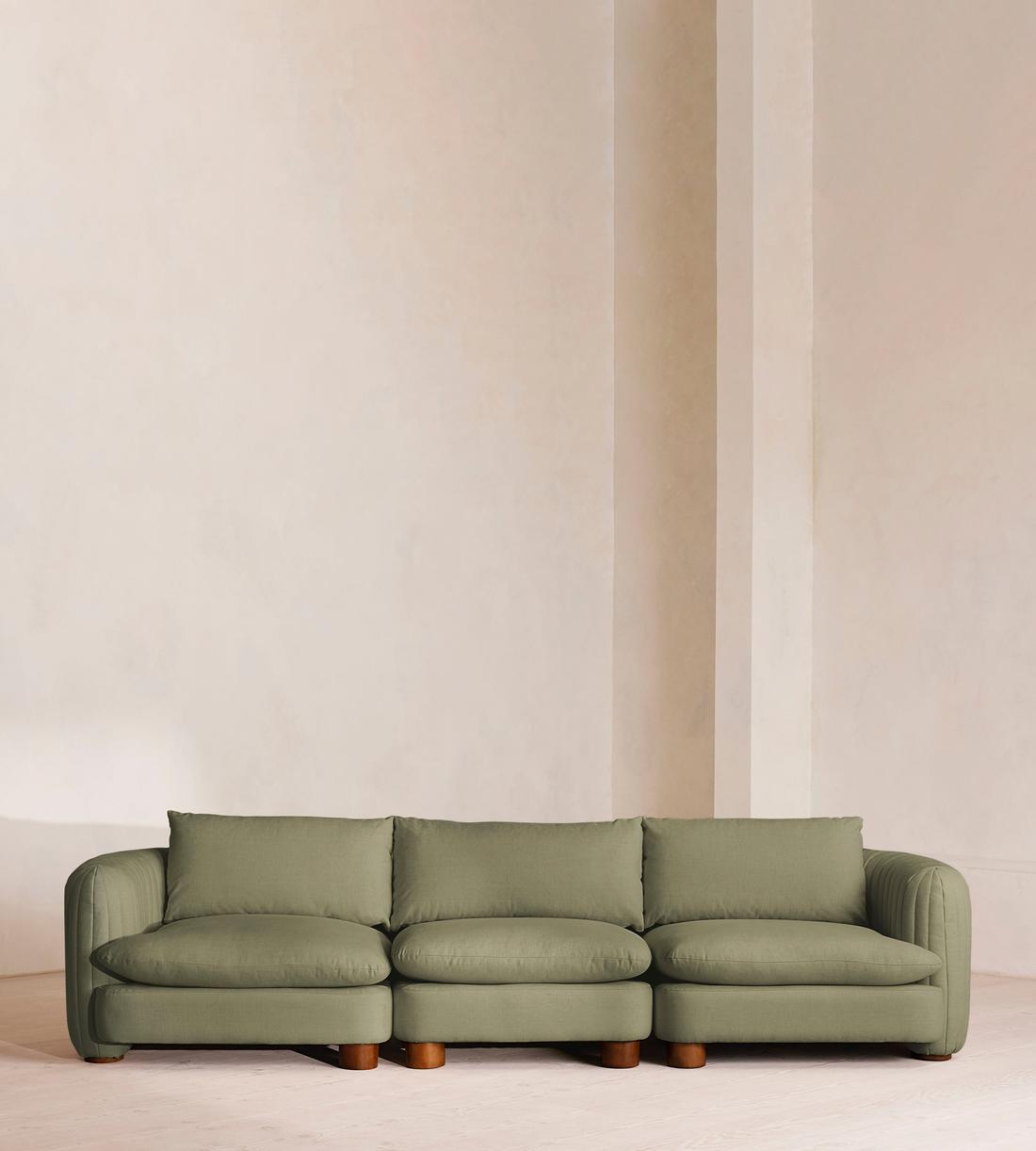 Vivienne Deeper Sit Modular Sofa - Four Seater - Linen - Sage - Listing - Image 1