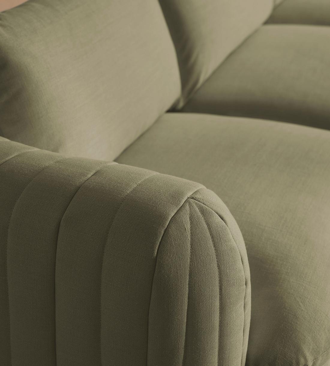 Vivienne Sectional Sofa - Four Seater - Linen - Sage - US - Images - Image 4