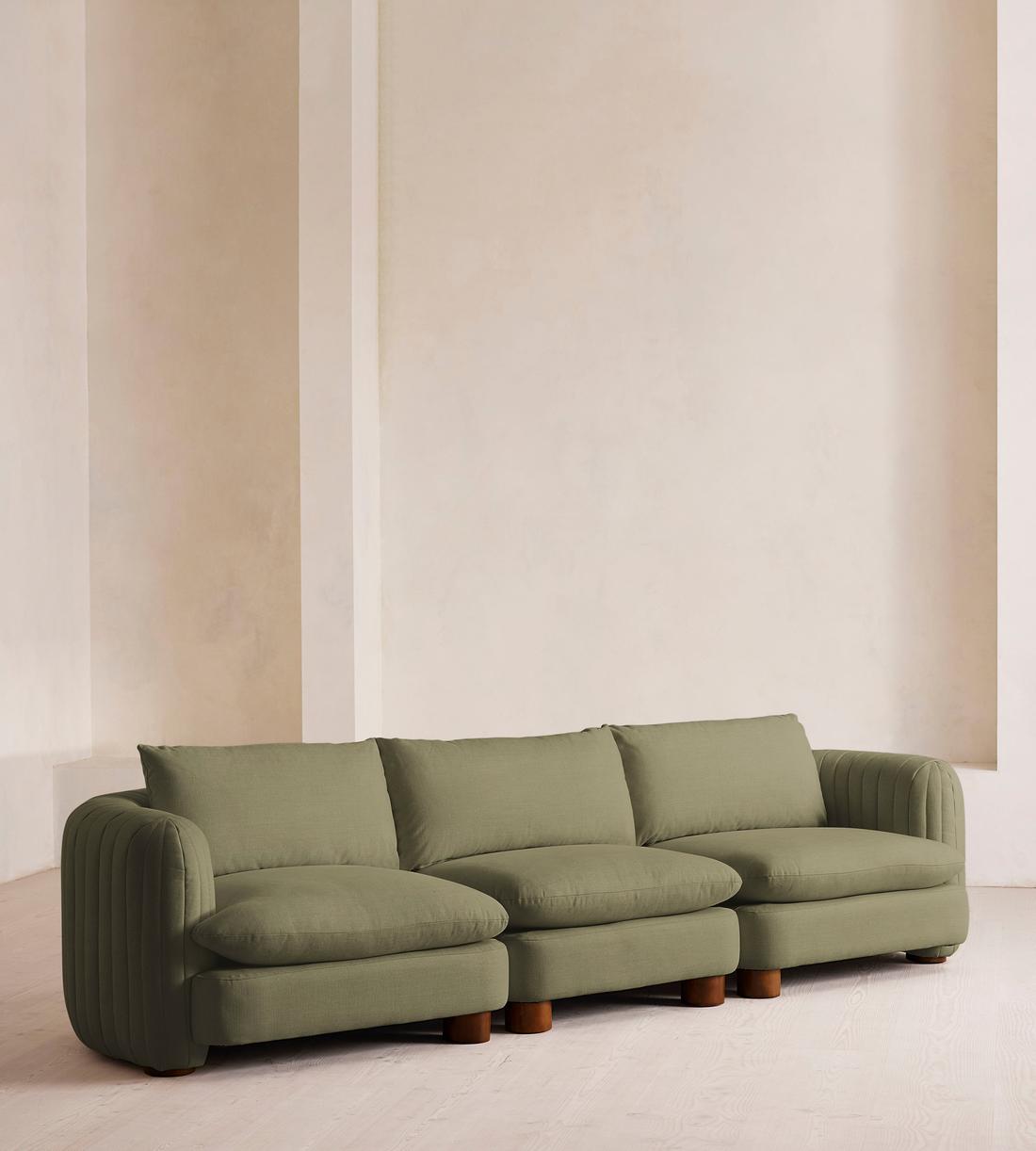 Vivienne Deeper Sit Sectional Sofa - Four Seater - Linen - Sage - US - Listing - Image 2