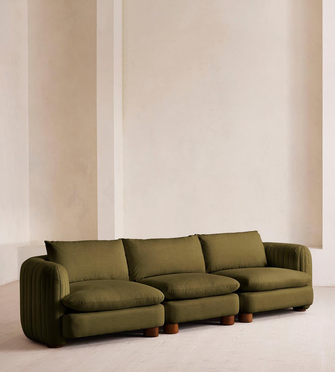 Vivienne Deeper Sit Modular Sofa - Four Seater - Linen - Olive - Listing - Image 2