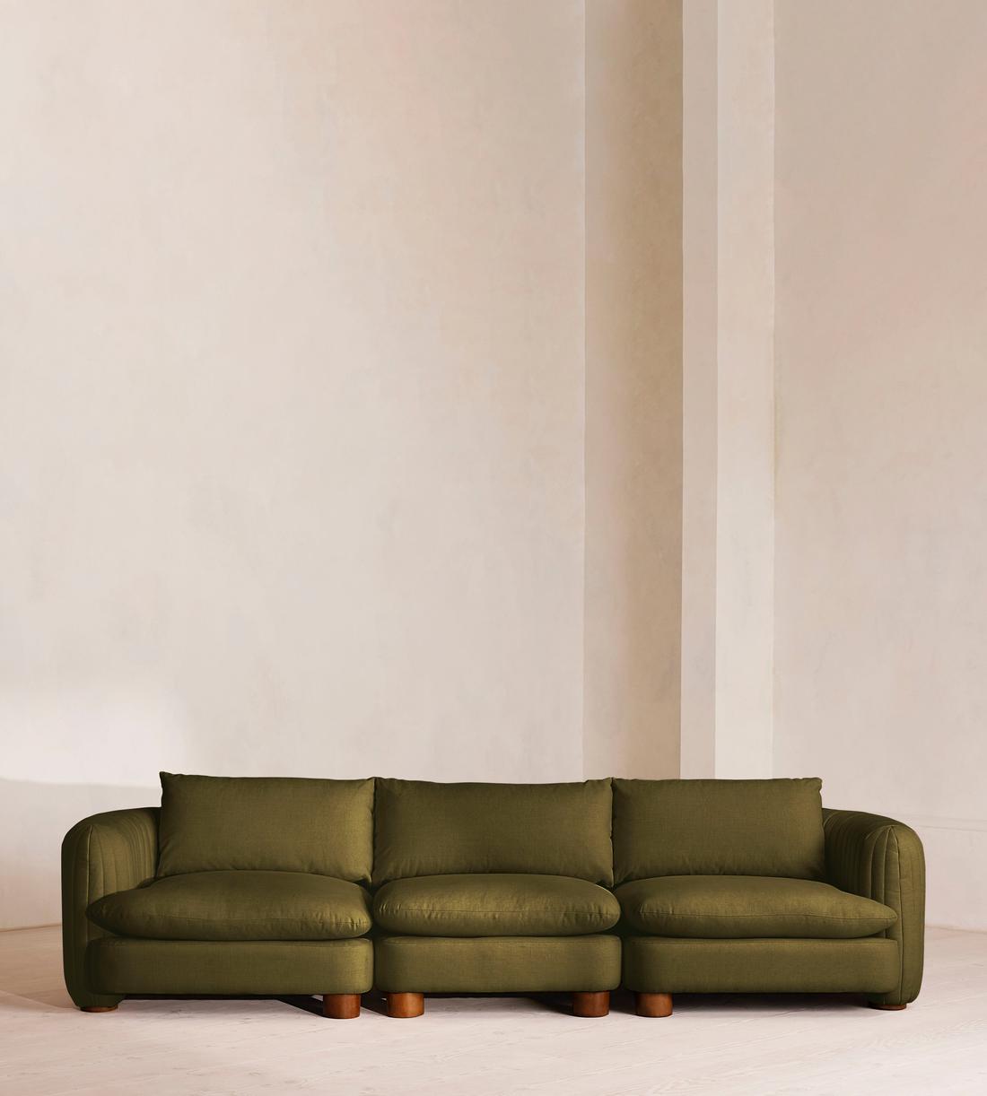 Vivienne Deeper Sit Sectional Sofa - Four Seater - Linen - Olive - US - Listing - Image 1
